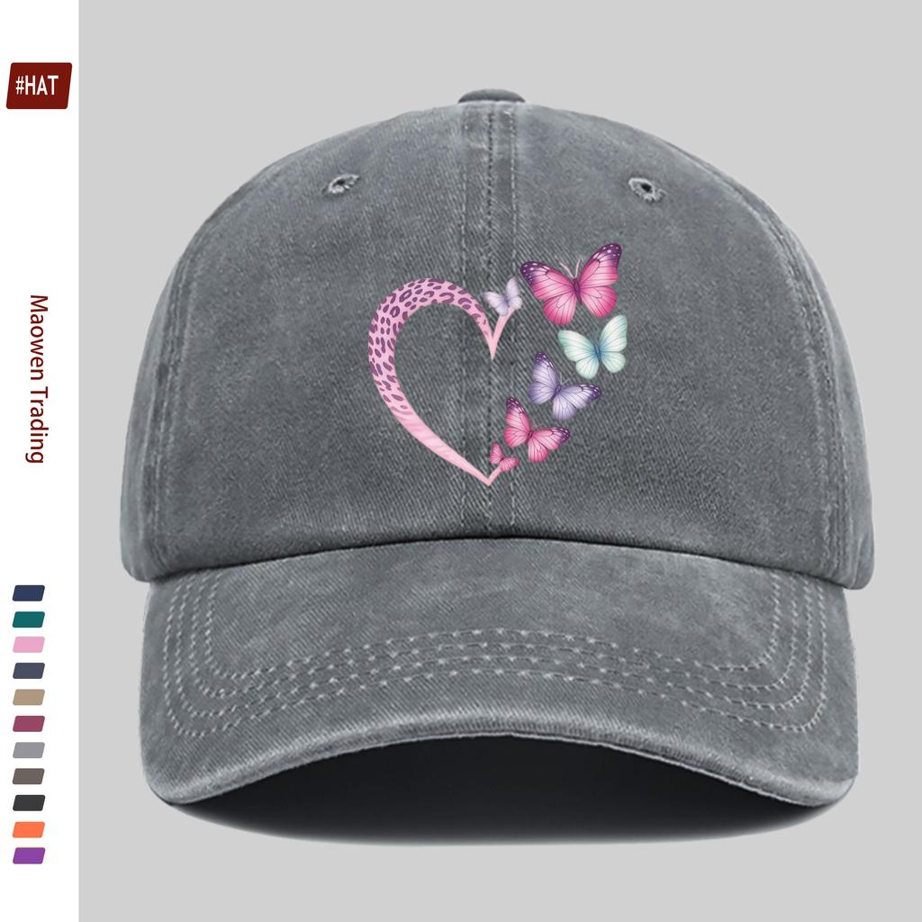 Pc Pcs Heart Butterfly Print Baseball Cap Suitable for Dating Travel Outdoor Sports Beach Vacations Parties Adjustable