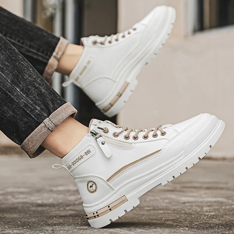 Boots for Men Luxury High Top Men Sneakers Fashion Comfort Ankle Boots Outdoor Platform Men Motorcycle Boots Botas Para Hombre