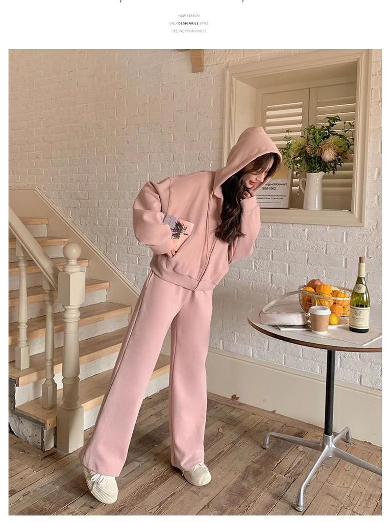 Women's Loose Fit Hooded Sweater Suit - Stylish Two-Piece Set for Spring and Autumn, Available In Plus Sizes