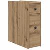 Narrow Bathroom Cabinet with Casters Artisan Oak Wood Based Material