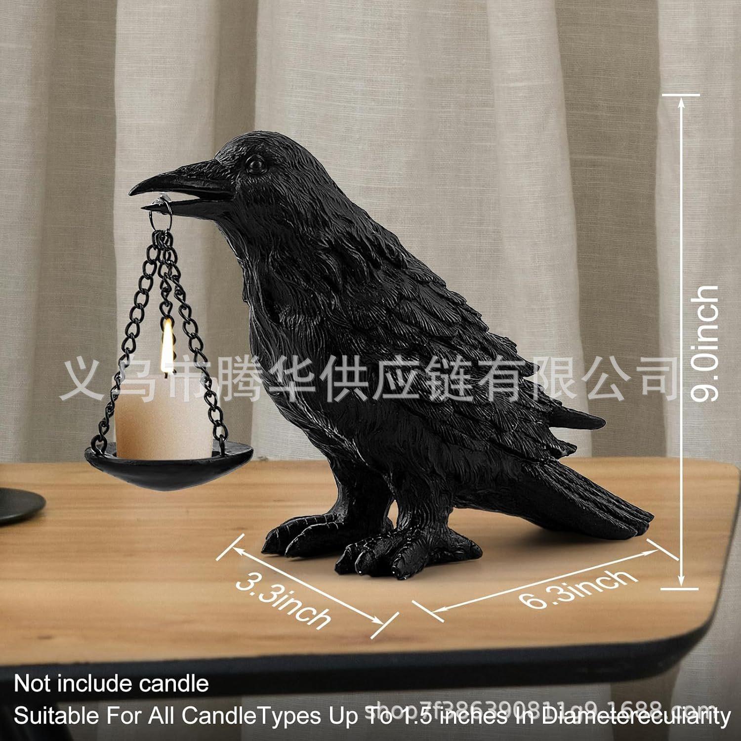 

Готический полимерный подсвечник в виде ворона Хэллоуин Домашний декор Фигурка черного ворона Винтажная подставка для лампы в виде птицы Скульптура