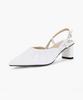 Recur Ecur Pleated Kitten Slingback White 1027