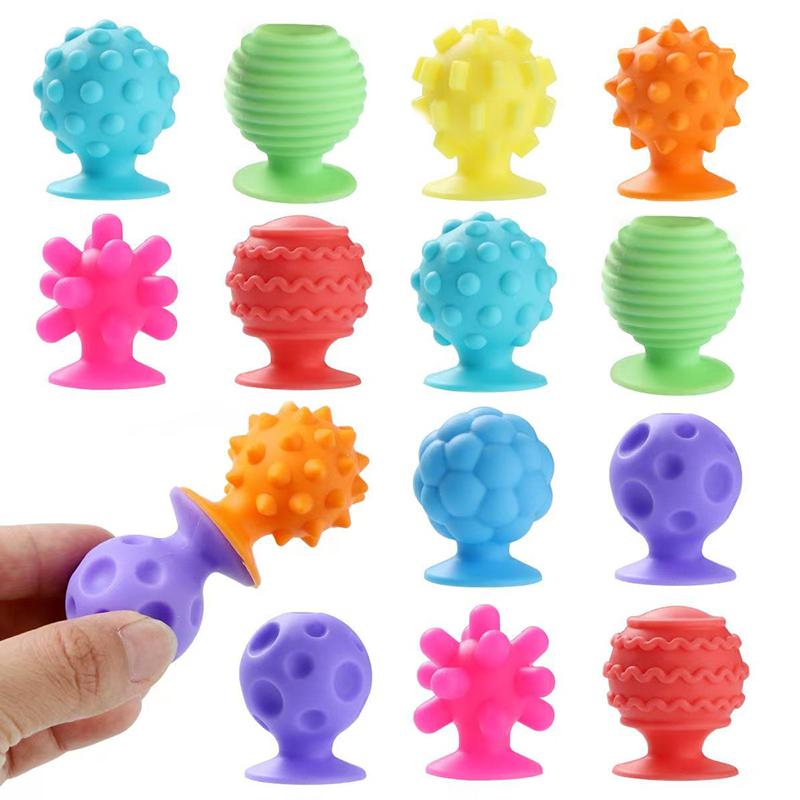 Toys 8PCS Textured Suction Cup Silicone Sensory Fidget for Adults ADHD Autism Anxiety Calm Down Stress Relief Gifts Kids