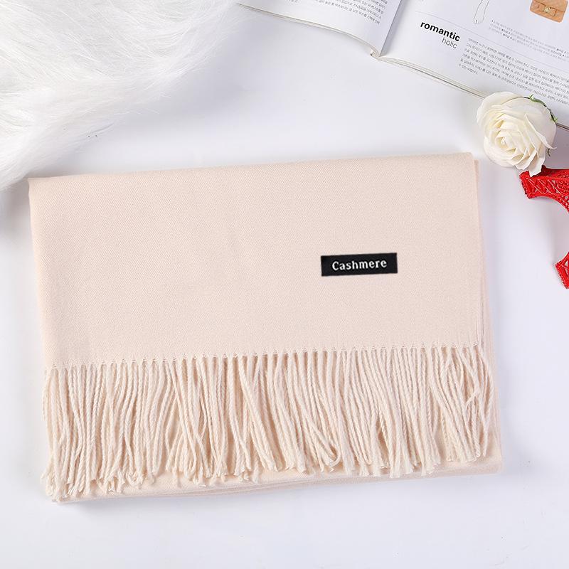 Solid color imitation cashmere scarf women's winter high-end sense versatile warm shawl men's scarf annual meeting red scarf