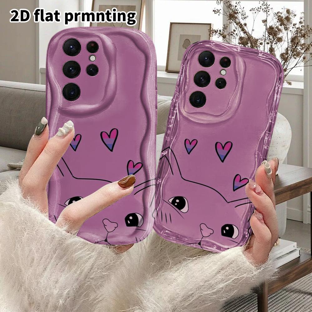 Phone Case: 2D Flat Samsung Galaxy A34 A35 M05 M06 S20 S22 S21 FE Plus 5G Protective Case, Couple Style, Cat Heart, Christmas and Halloween Gift