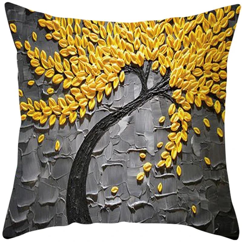 Oil Painting Tree Cushion Cover for Sofa Livingroom Pillow Case Home Decoration % Polyester Vintage Throw Pillow Cover