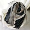 Soft Texture Cotton Scarf Simple Long Shawl Color Matching Short Tassel Scarf  Daily Wearing