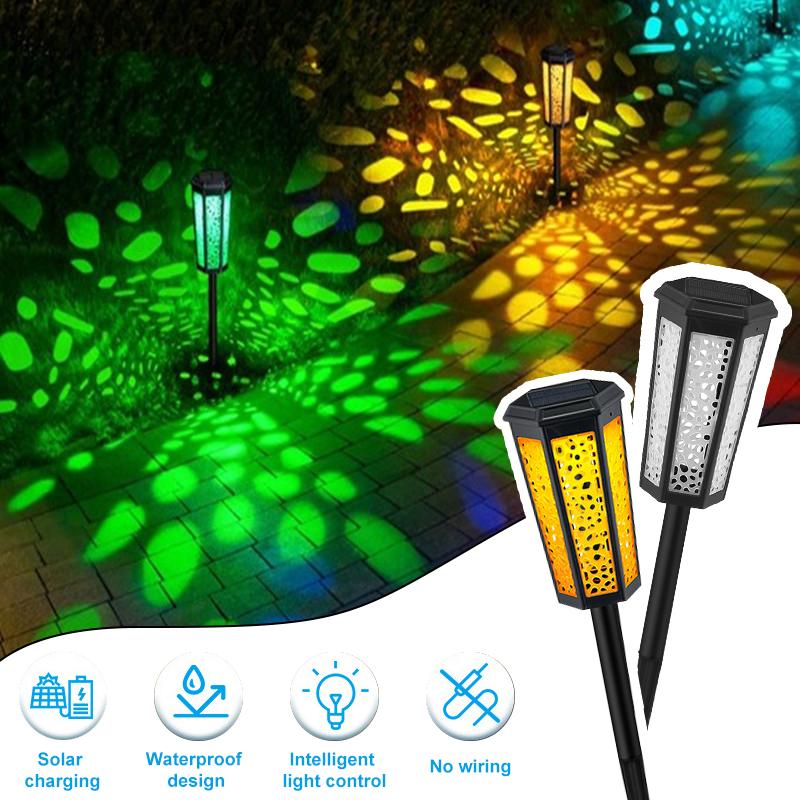 1/2/4pcs New Solar Energy Hollow Projection Lawn Lamp Courtyard Waterproof LED Landscape Lamp Outdoor Garden Floor Insertion Lamp Holiday Lighting