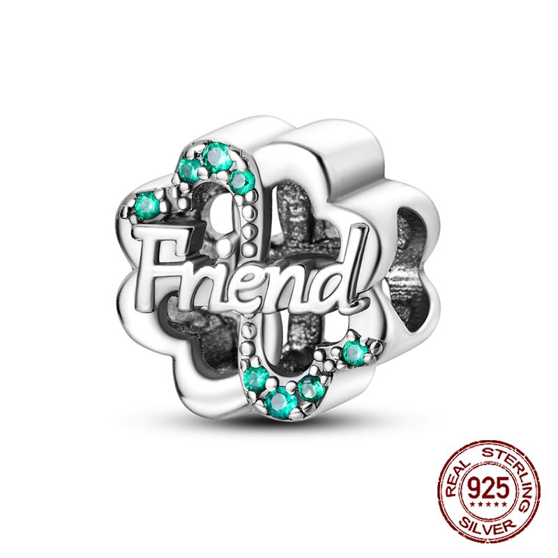 Copper Green Collection Four Leaf Clover Pendant Compatible With 4MM Hole Diameter Do It Yourself Bead Charms Fashion Ideal For Women Jewellery Gift H