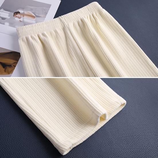 Women Winter Pants Elastic High Waist Straight Wide Leg Velvet Lining Long Pants Solid