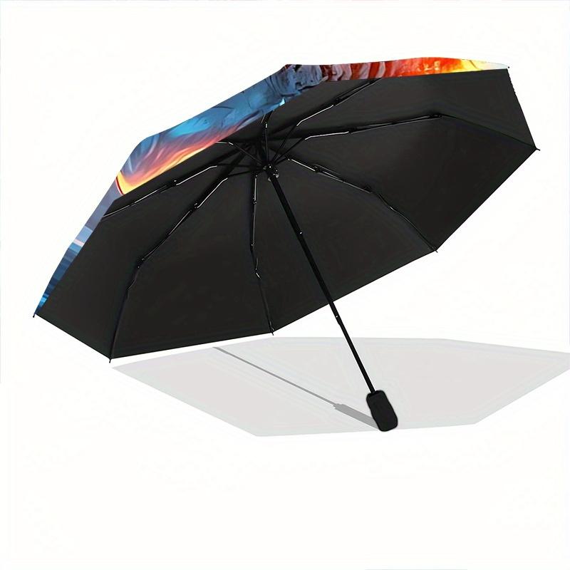 1pc Flaming Ice Tiger Pattern Automatic Umbrella is Fashionable and Good-Looking,  Suitable for Travel and Daily UseA104