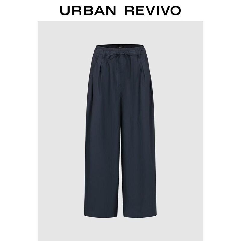 UR Women s Pleated Tie-Waist Cotton Wide-Leg Pants S