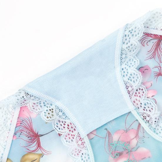 Low Rise Seamless Embroidery Flower Print Women Briefs Ultra-thin Transparent Sexy
