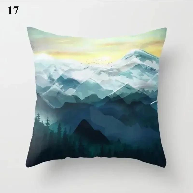 Luxury Home Decor Pillow Cover Living Room Sofa Cushion Cover Mountain Forest Pattern Cushion Cover