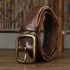 Cintura in Vera Pelle da Uomo 3,3 cm Cinturino di Lusso Cintura Maschile Nuova Moda Pelle di Mucca Pura Fibbia in Rame Selvaggio Classico Retro Alta Qualità