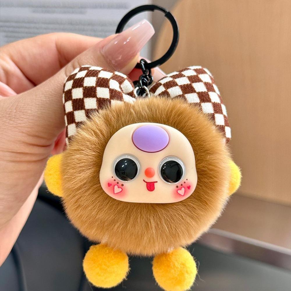 Imitation Rex Kaninchen Schleife Kleiner Kohleball Auto Schlüsselanhänger Anhänger Zarte Puppe Cartoon Puppe Buchtasche Anhänger