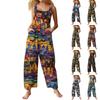 Women's Jumpsuit Halloween Print Casual Loose Retro Cotton And Linen Overalls With Pockets