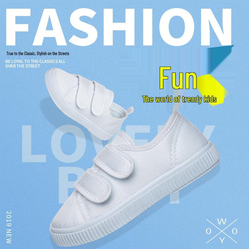 Kinder Weiße Canvas Schuhe - Unisex Indoor Kindergarten Tanz- und Sportschuhe