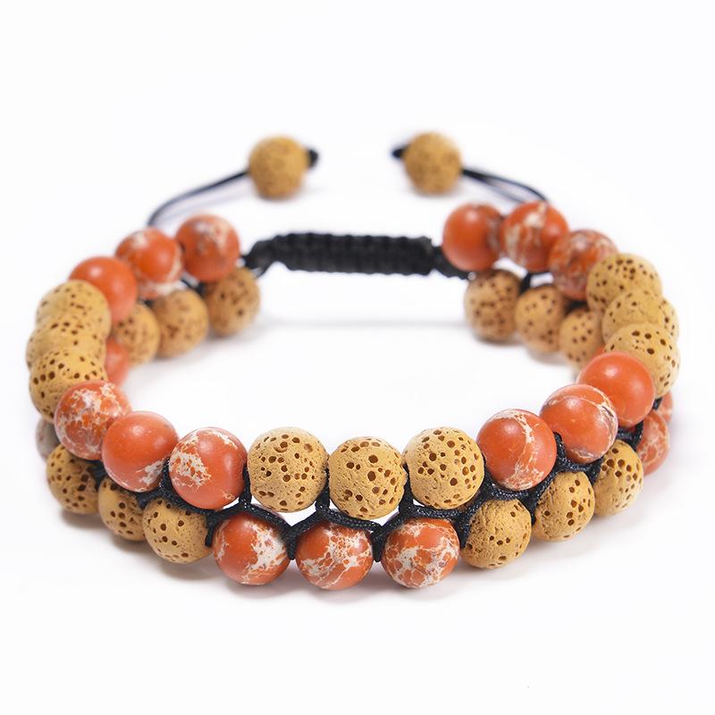 JYL TS Bracelet Evil Eye  Double Layer Wards Off Misfortune & Jealousy Double layer colorful volcano-4 темный весной зеленый