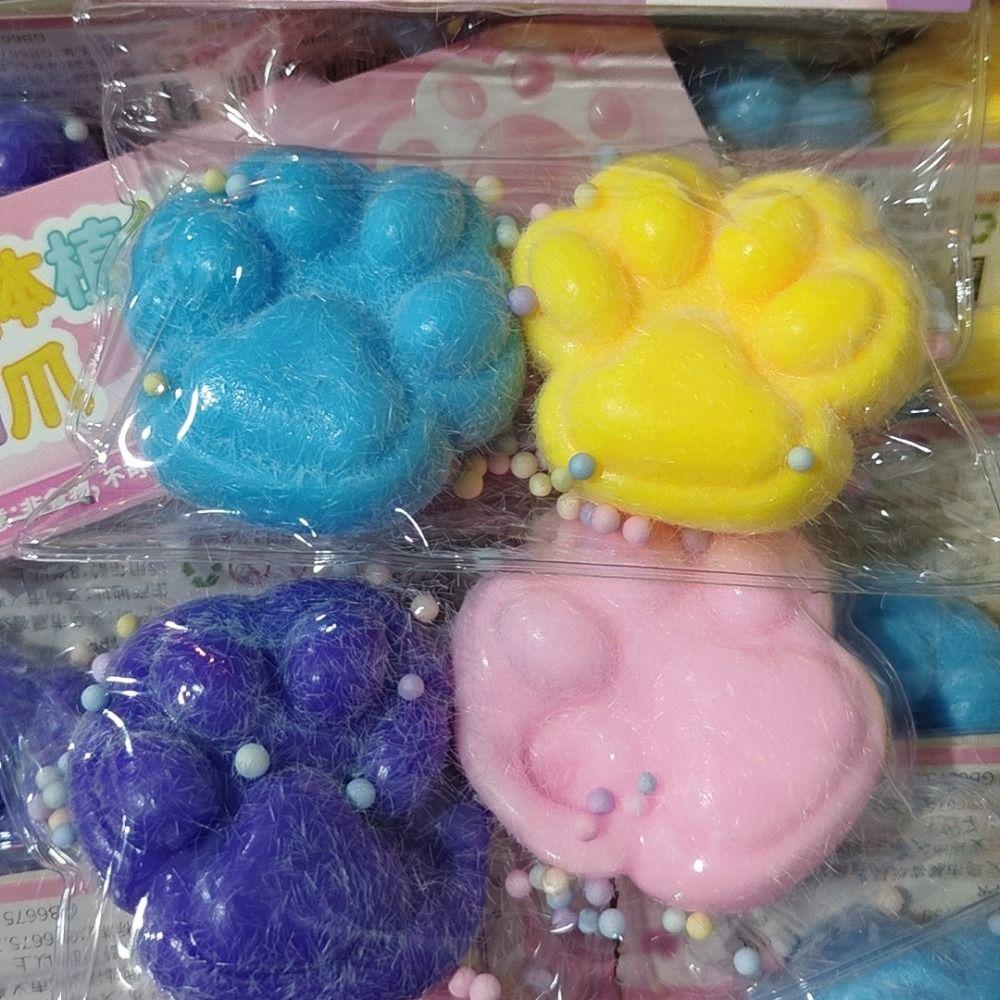 2pcs/set Soft Cat Paw Fidget Toy Silicone Cat Paw Pinch Toy Cat Paw Squeeze Toy  Kids Tricky Doll