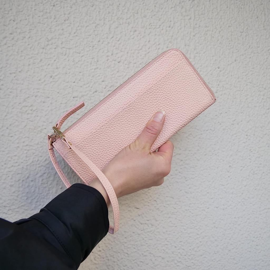 World Closet Women's Long Wallet, "Wind Era" Colored Pencil Wallet, L-Shaped Zipper, Holds 24 Cards, Large Capacity, with Detachable Strap, Easy to