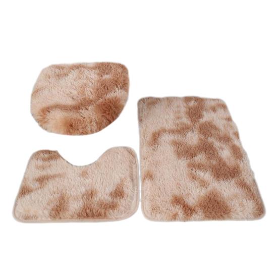 Yousheng 3Pcs/Set Bathroom Rug Absorbent Non Slip Floor Mat U-Shaped Plush Mat Toilet Lid Cover Mat with Rubber Backing for Bathroom Shower Toilet