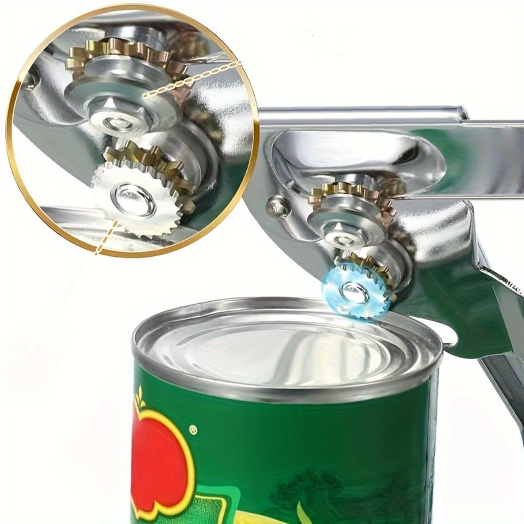 Heavy Duty Manual Metal Can Opener, Ergonomic Extra Long Handle With Oversized Easy-Grip Knob For Large Food Cans Household Kitchen Gadget