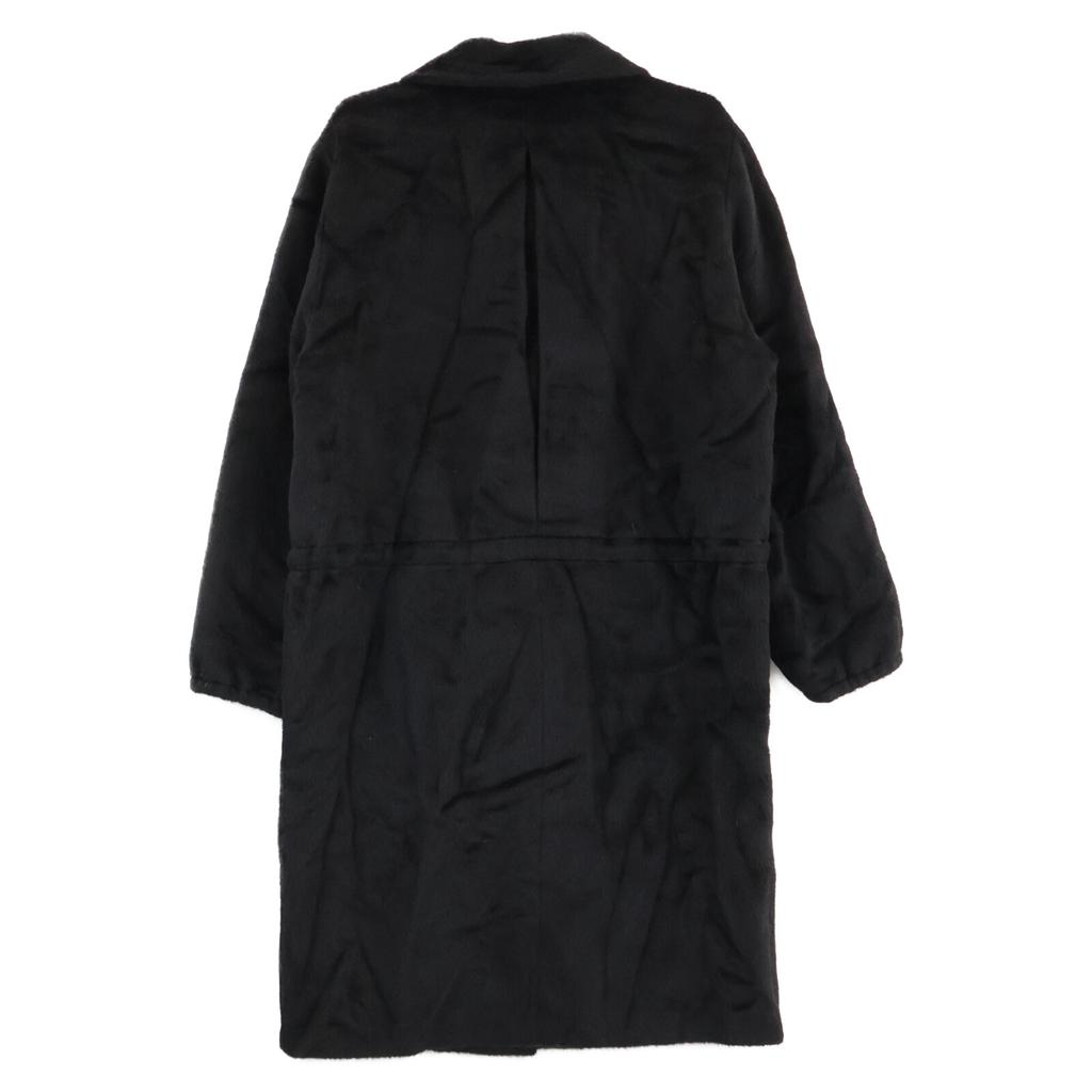 Max Mara Black 70% alpaca 30% wool leather drawcord soutien collar coat coat 42 blackUsed