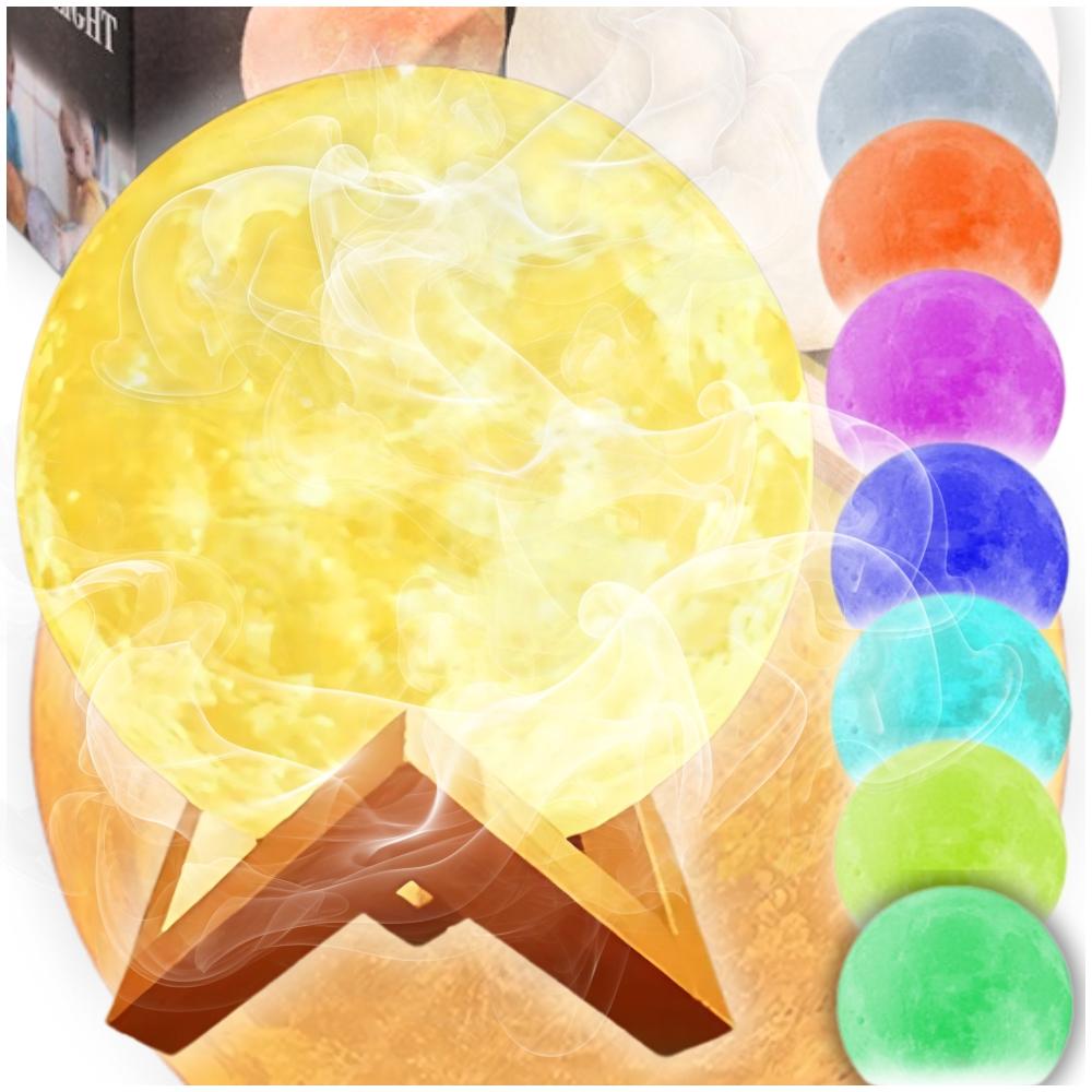 Steam Humidifier Moon Lamp Diffuser Ionizer 8 Colors Usb
