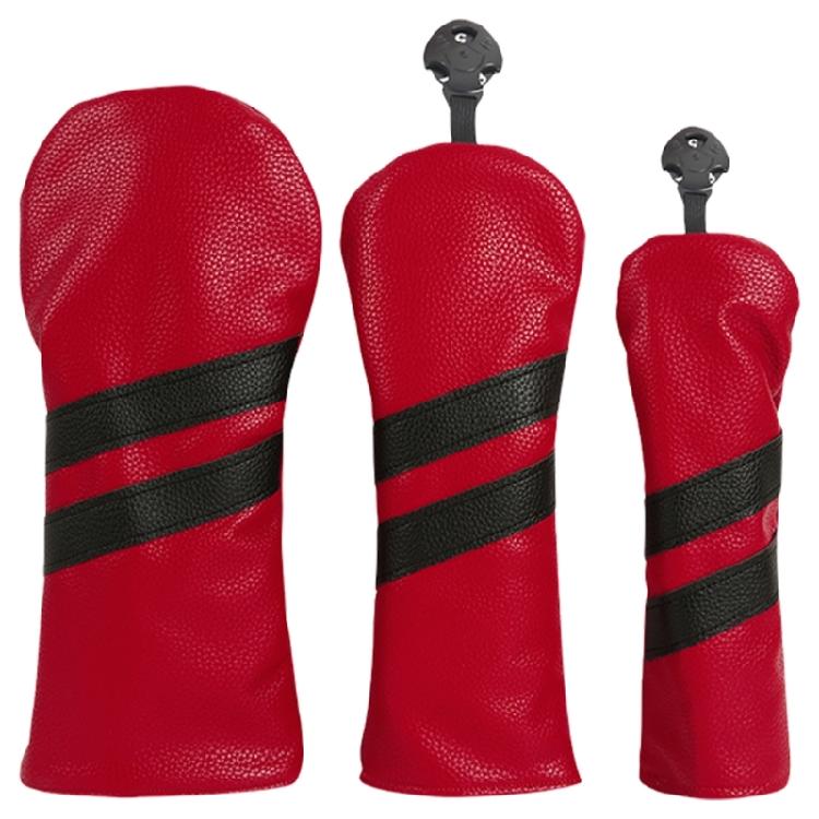 3Pcs Stripe Pattern Fairway Wood Head Cover PU Leather Golfs Club Head Cover Golfs Driver Fairway Hybrids Head Cover