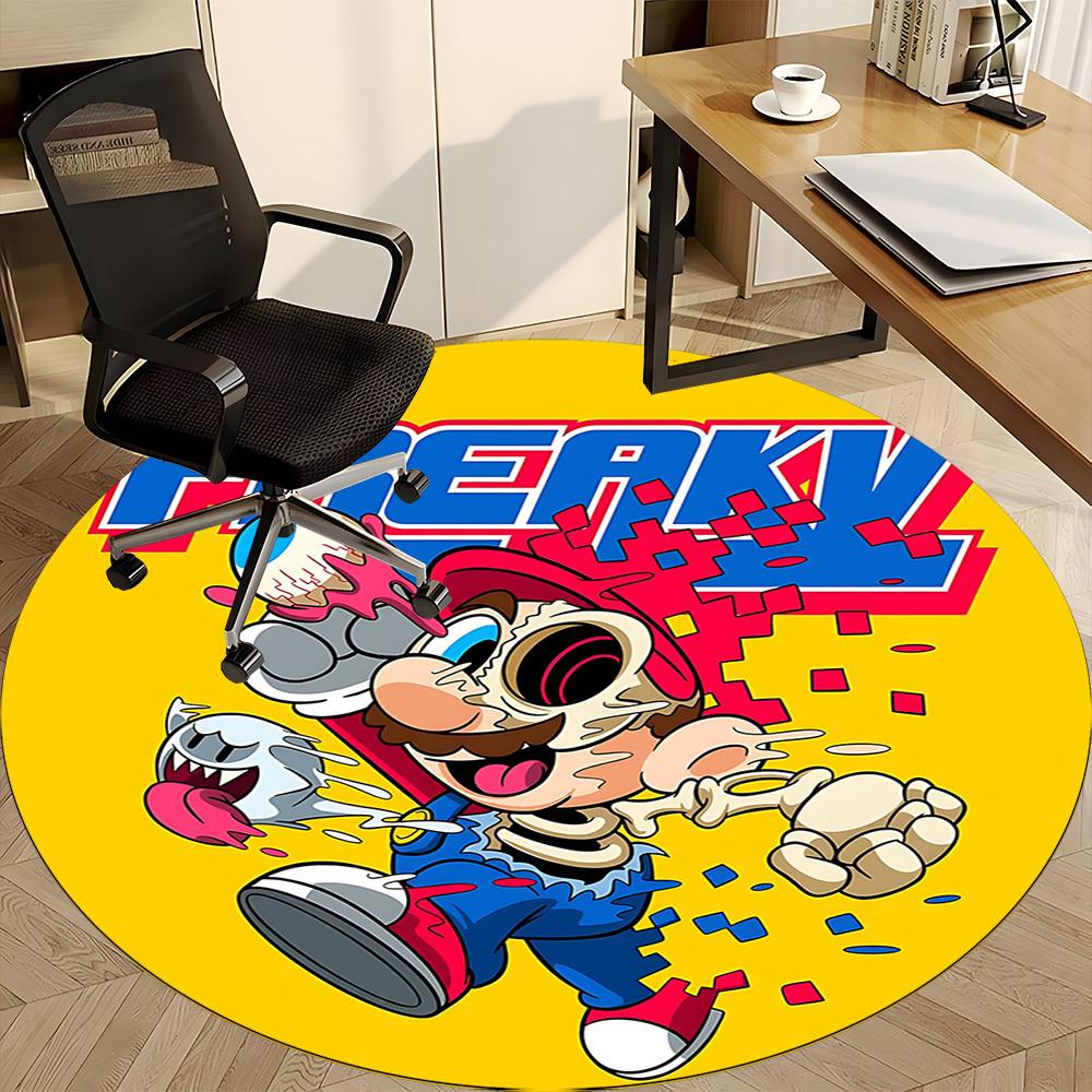 1PC Mario Office Round Area Rug, Indoor Mat Suitable For Office, Under Office Chairs Bedroom Living Room Home Decor, Room Deco110