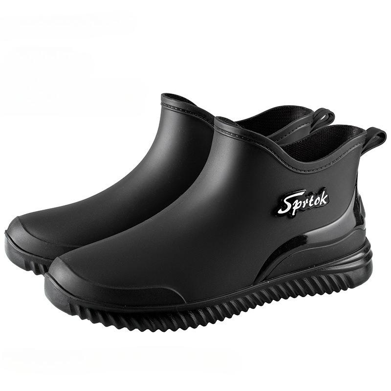 Fashion Men Rain Boots Waterproof Shoes Fashion Non-Slip Work Short Boots Outdoor Fishing Camping Rain Shoes Slip on Rubber Ankle Boots