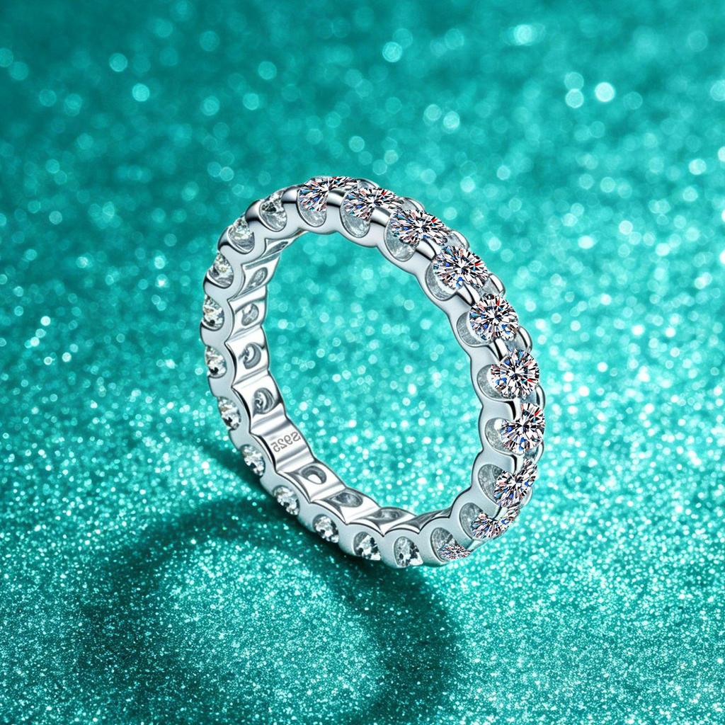 S925 Sterling Silver Women's Moissanite Full Circle Ring