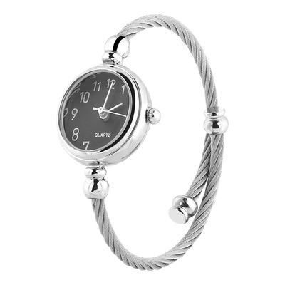 Walfront 4 Renk Bileklik Saat Kadın Analog Yuvarlak Kuvars Alaşım Kordon Açık Bileklik Saat Dijital Siyah Kadran Saat