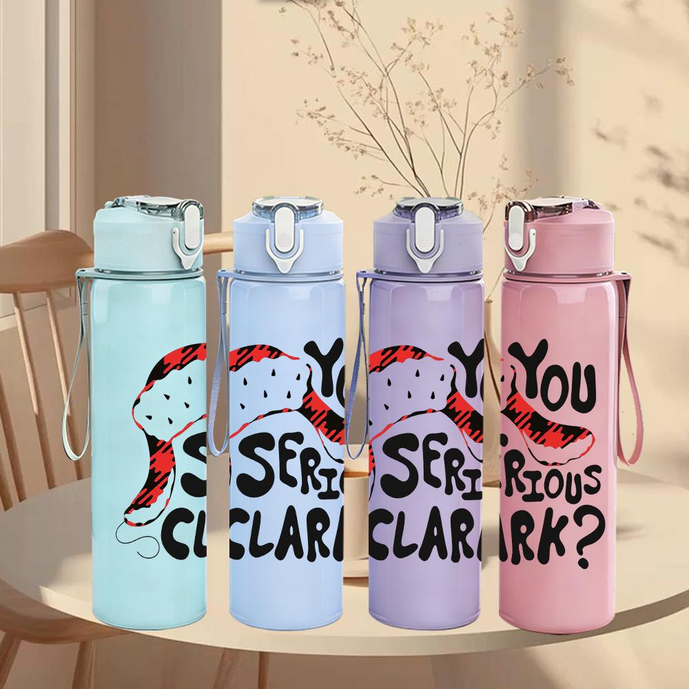 1PC You Serious Clark Santa Graphic,750ml Color Plastic Sports Water Bottle,Leakproof Flip Straw Lid,Suitable for Sports Office Home Use