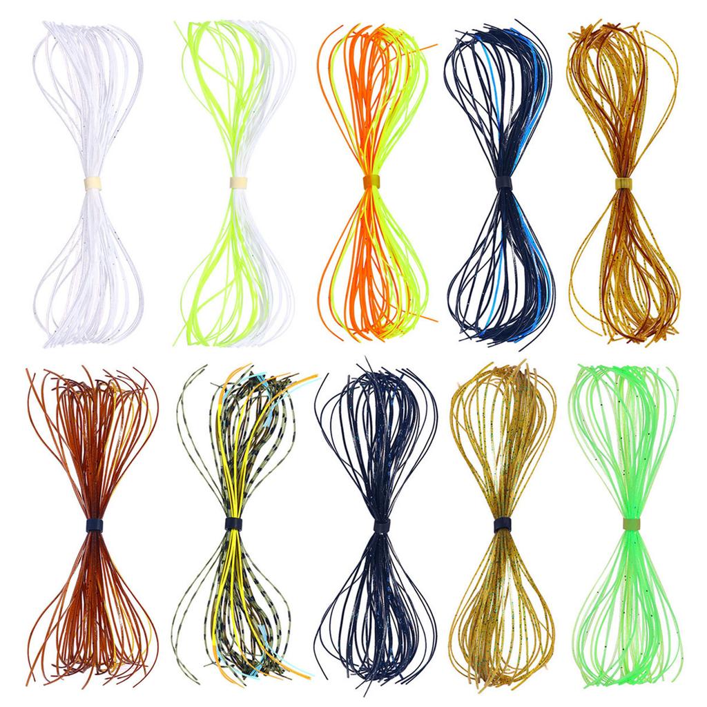 Silicone Skirts Rubber Jig Skirts 10 Bundles 500 Strands Fishing Lures Skirt Replacement Set for DIY Lures Fishing Baits