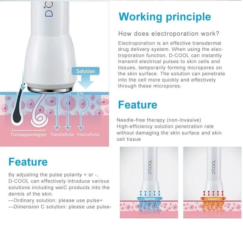 Portable Cool + Hot + EMS Face Tightening Cryo Pen Anti Puffiness Facial Electroporation Machine Beauty Device
