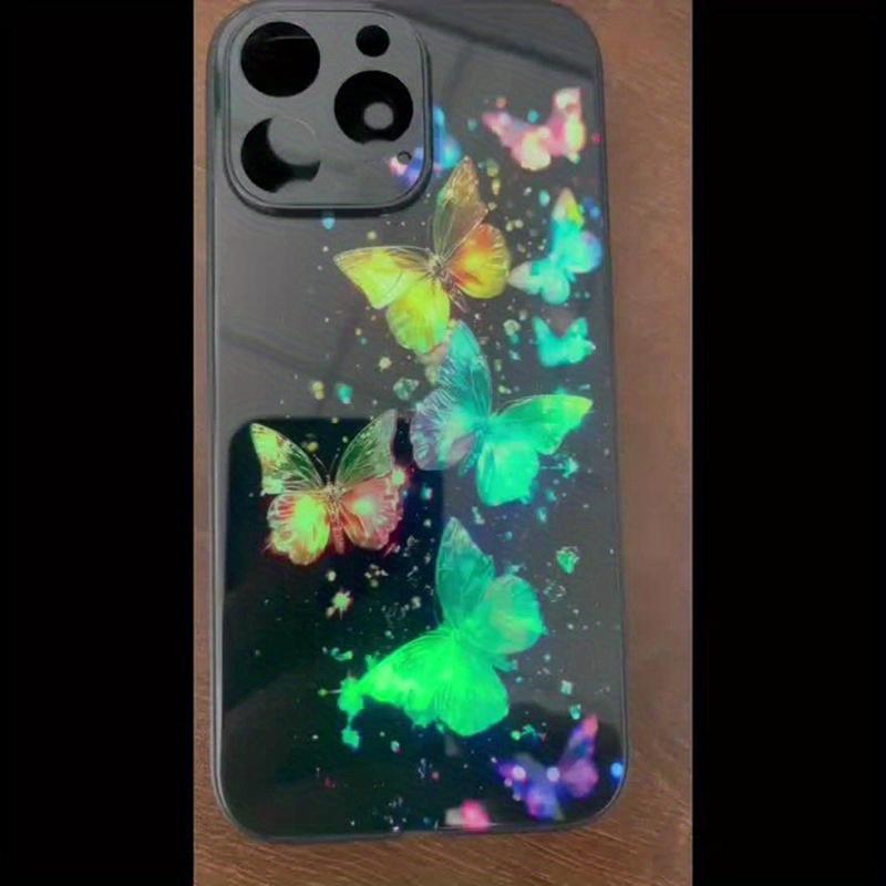 Luxury Colorful Butterfly Print Phone Case For Samsung Galaxy S25 S24 S23 Ultra Plus FE Tempered Glass Black Hard Cover