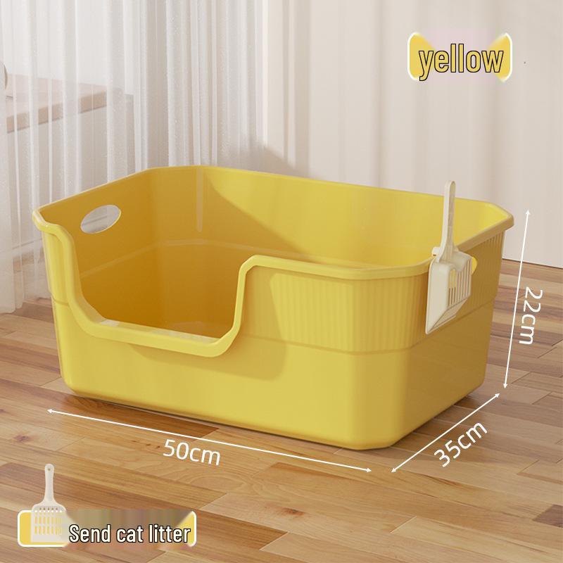 Extra Large Splash-Proof Open Cat Litter Box for Indoor Kittens