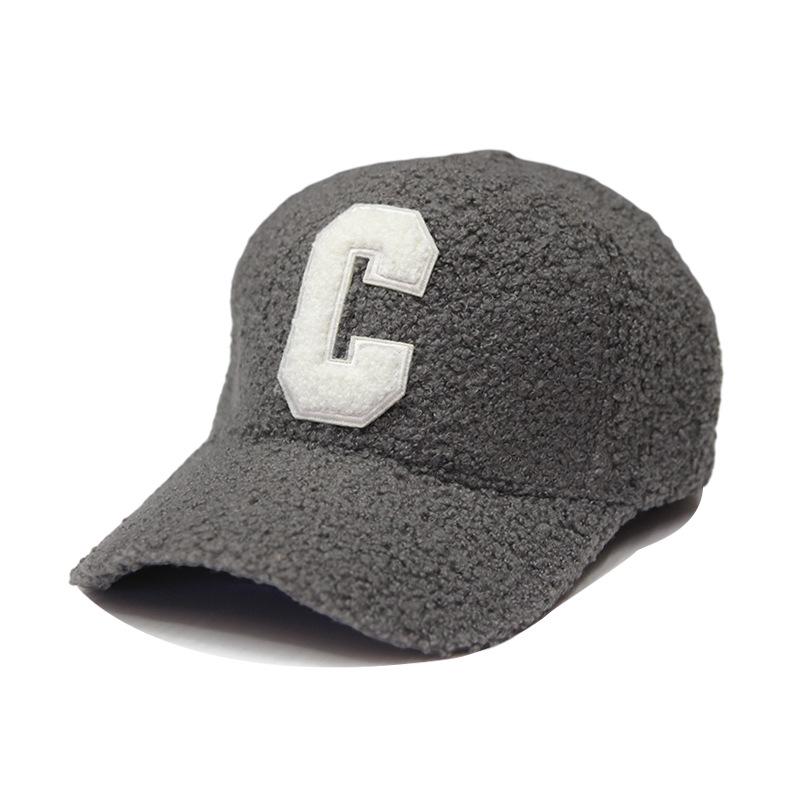 Herbst Winter Neu Warm Halten Lammwolle Basebll Kappen Buchstabe C Stickerei Snapback Hüte Für Frauen Männer