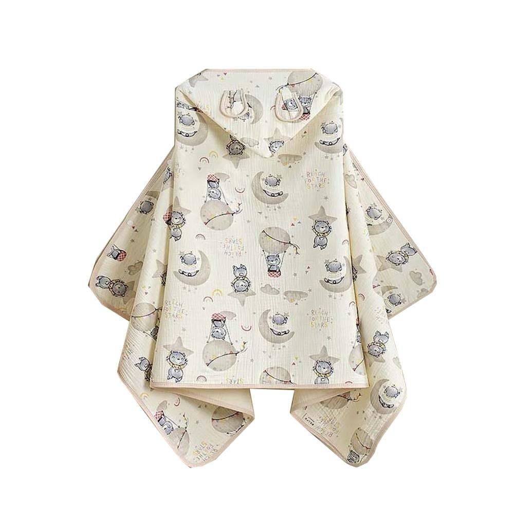 

Soft Baby Hooded Cape Towels Cartoon Printed Kids Bathrobe Nightrobe Gauze Blanket Wrap Swimming Style 3