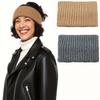 1pc Unisex Winter Neck Warmer Scarf - Thick Warm Elastic Collar, Beige/Grey/Black/Brown, Convertible Headband-like Accessory
