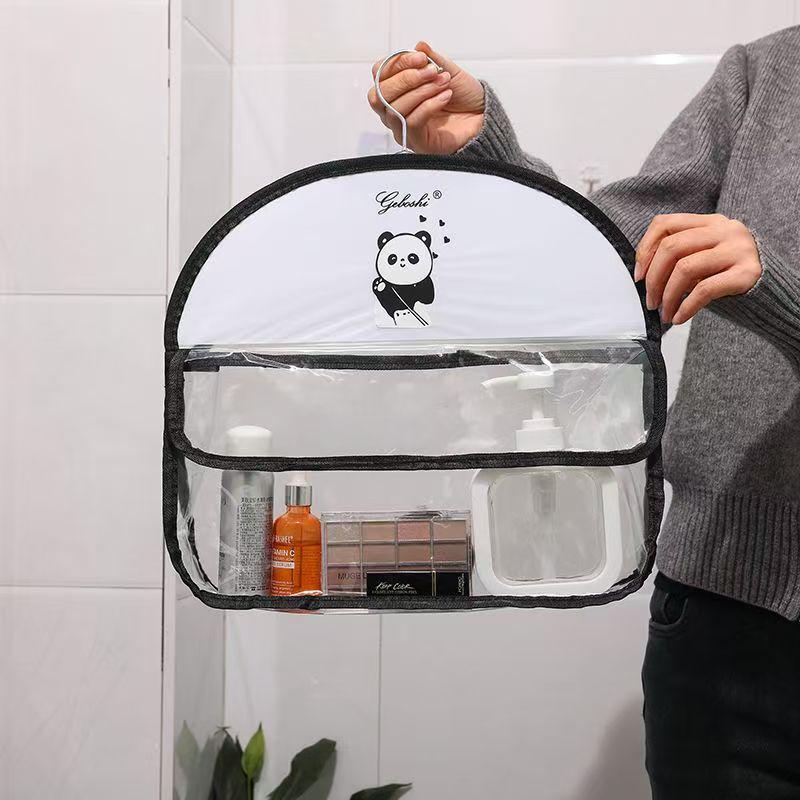 Waterproof Hanging Bathroom Storage Bag with Transparent Multi-Compartment for Underwear and Socks