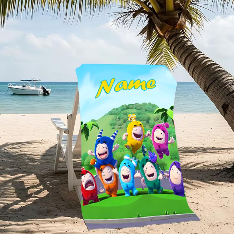 Customizable personalized beach towels Oddbods themed designs.Suitable for the beach, yoga, sports;ideal as beach accessories