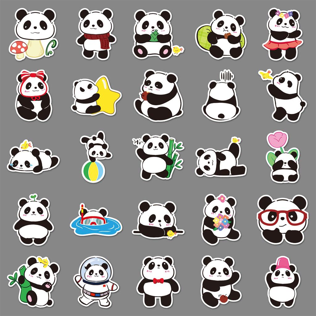 100 Panda Graffiti Stickers Personalized Hand-drawn Cartoon Cute Animal Decorative Water Cup Mobile Phone Case Stickers