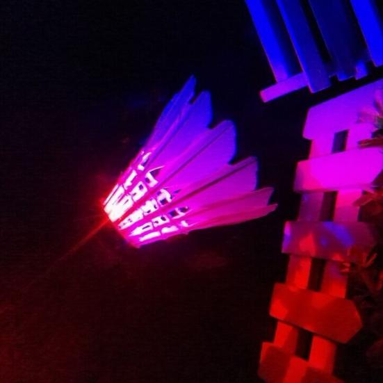 Luminous Shuttlecock Night Glow Windproof Goose Feather Colourful Led Glowing Badminton Ball for Outdoor Activities