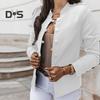Women Suit Coat Stand Collar Long Sleeve Single Breasted Suit Jacket Solid Color Slim Fit Office Business Outwear