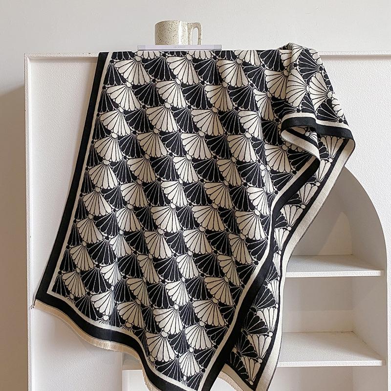 Jacquard Imitation Kaschmir Schal Damenmode Farblich passender Schal Verdickt Warm Koreanische Version Einfacher Schal Umhang