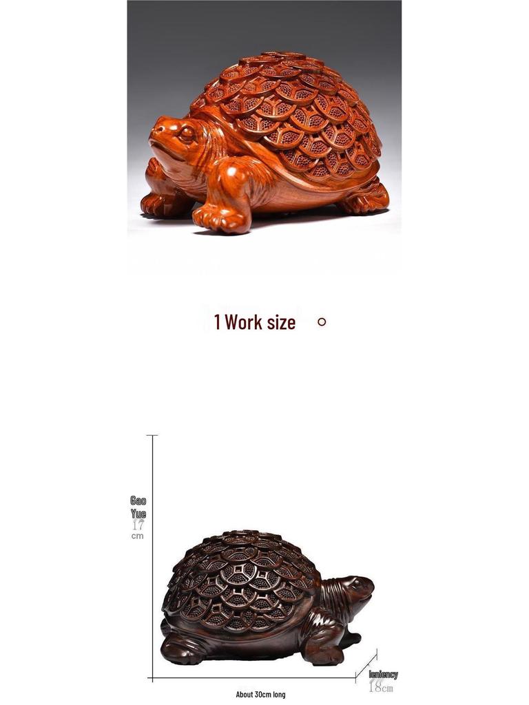 Geschnitztes Ebenholz-Ornament einer goldenen Schildkröte für die Feng Shui-Dekoration von Zuhause und Büro