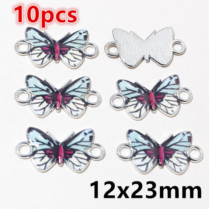 10-20pcs Enamel Butterfly Charms Pendants DIY Jewelry Making Connector Accessories for Earrings Necklace Bracelet Findings